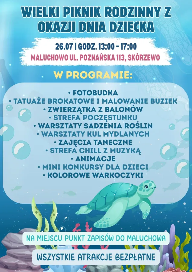 PIKNIK RODZINNY | WSTĘP BEZPŁATNY | SKÓRZEWO | MALUCHOWO | DZIEŃ DZIECKA